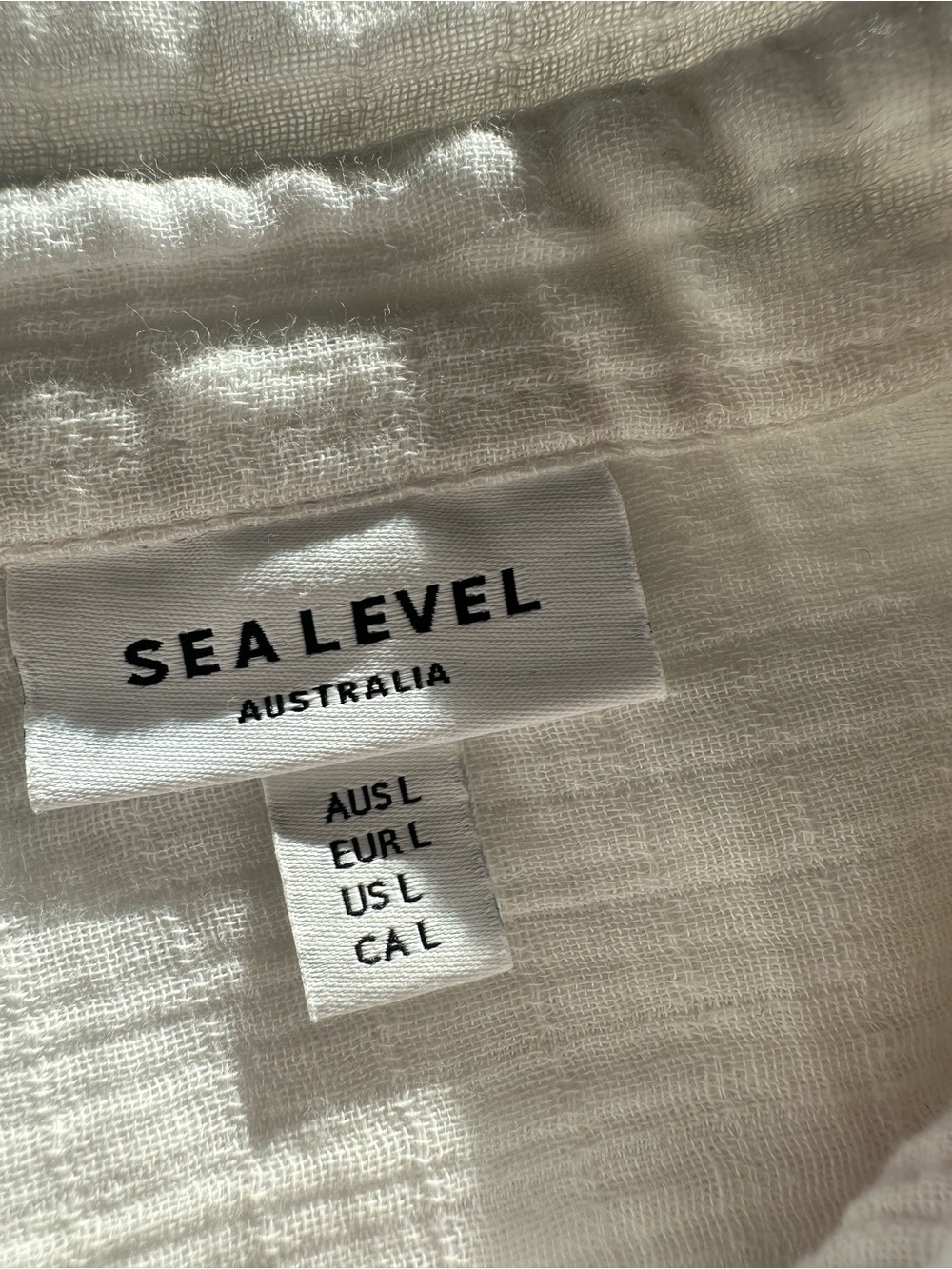 Sea Level Australia White Button-Down Cotton Gauze Shirt, size large - Picture 14 of 14